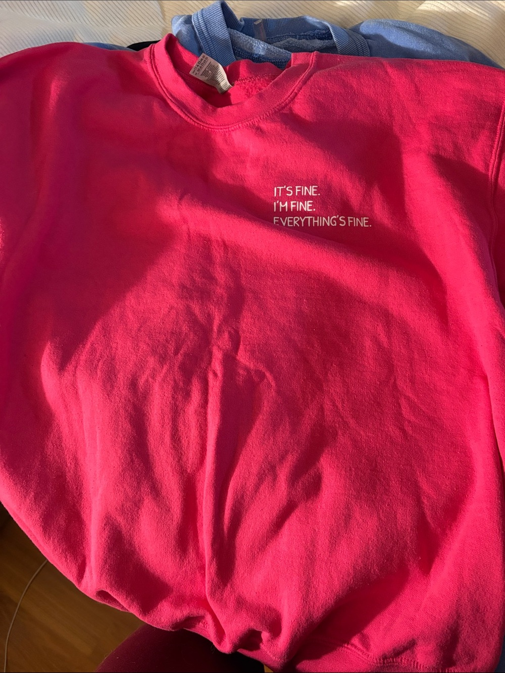 Hot Pink Crewneck Sweatshirt with Minimal Chest Text